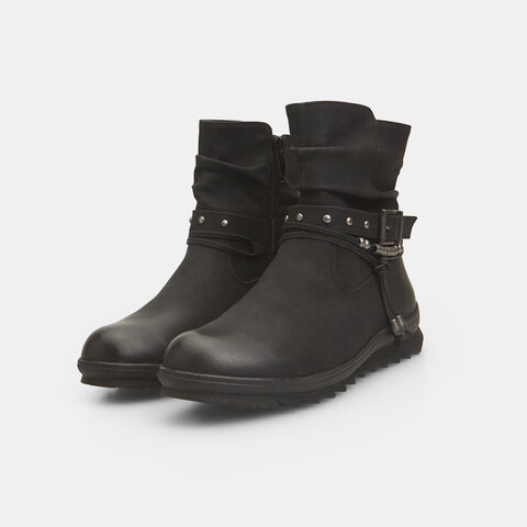 Botines para mujer con correa y hebilla, Negro Botines para mujer con correa y hebilla, Negro